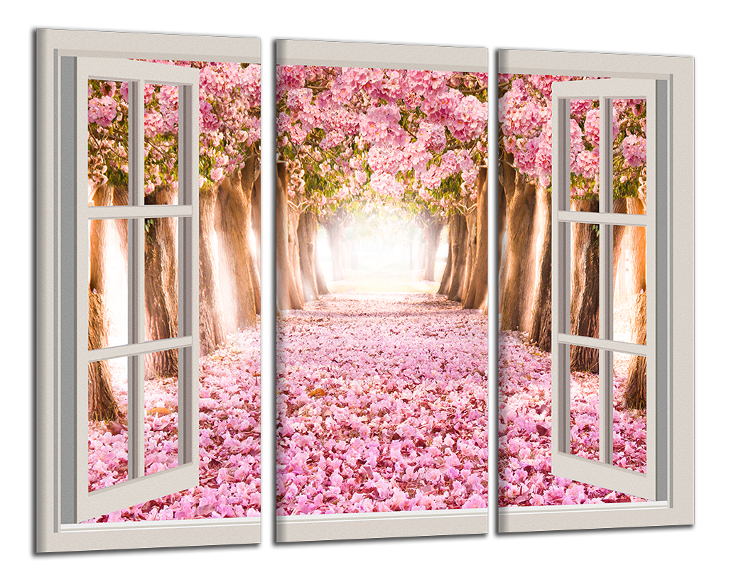 Obdelníkový obraz Okno do aleje květů