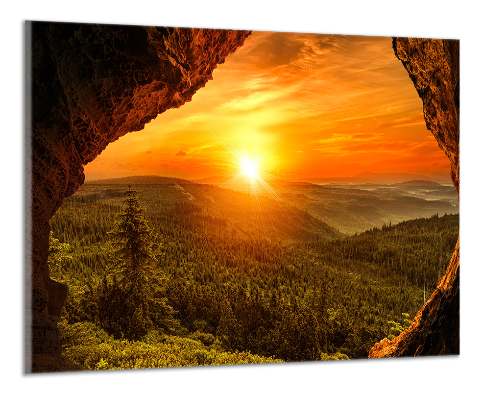 Obdelníkový obraz Západ slunce nad lesem