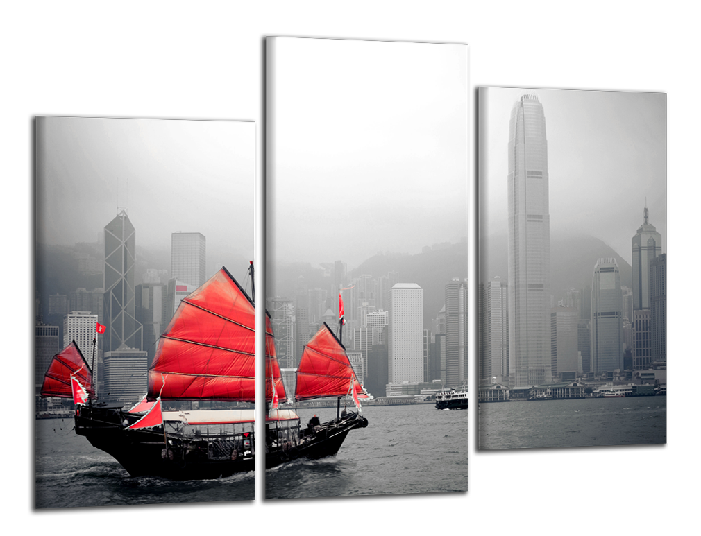 Obdelníkový obraz Loď a Hong Kong