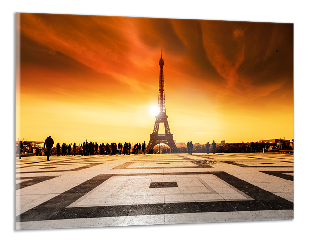 Obdelníkový obraz Eiffelovka a západ slunce