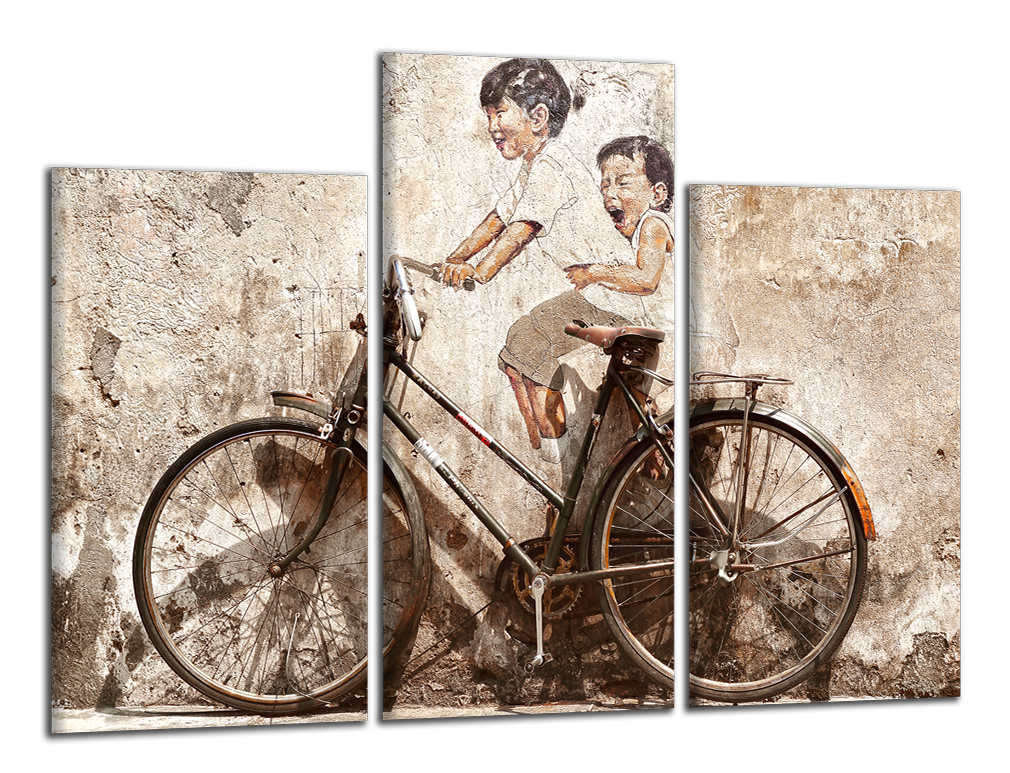 Obdelníkový obraz Děti a kolo