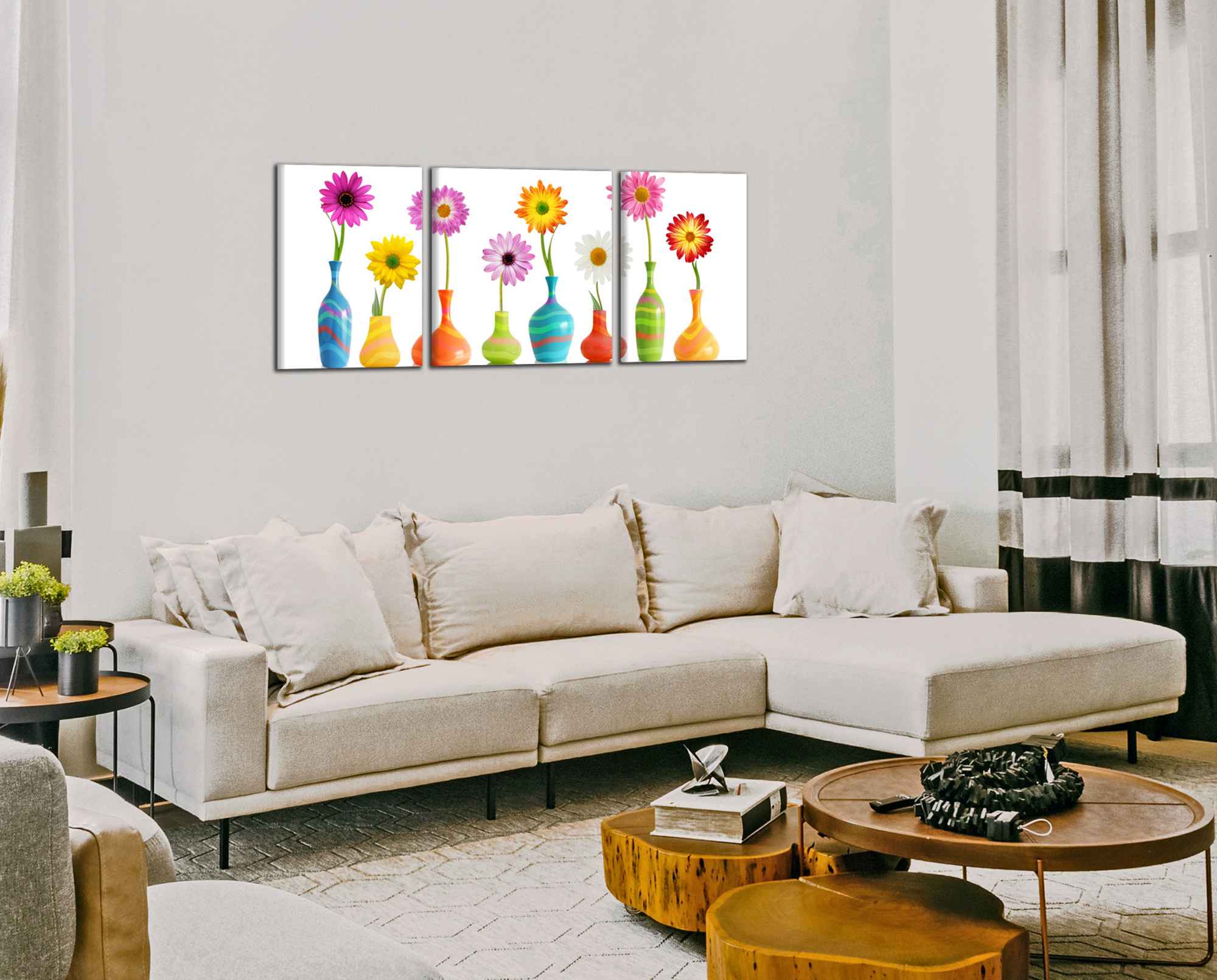 Panoramatický obraz Květy ve vázách