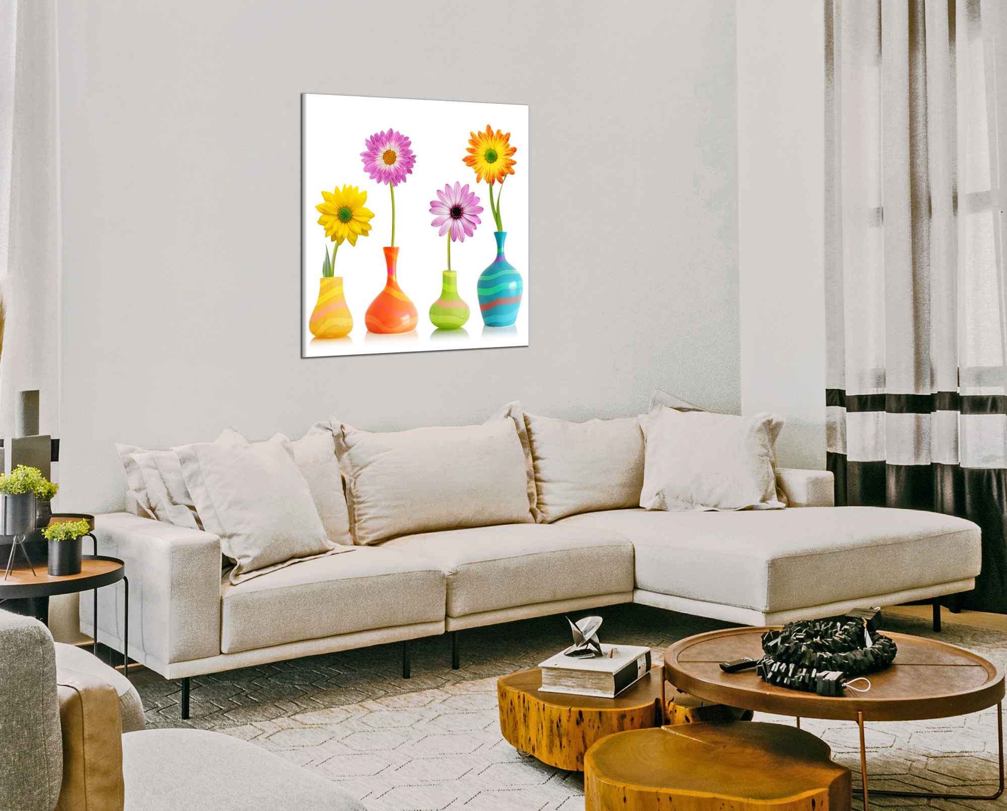 Čtvercový obraz Květy ve vázách