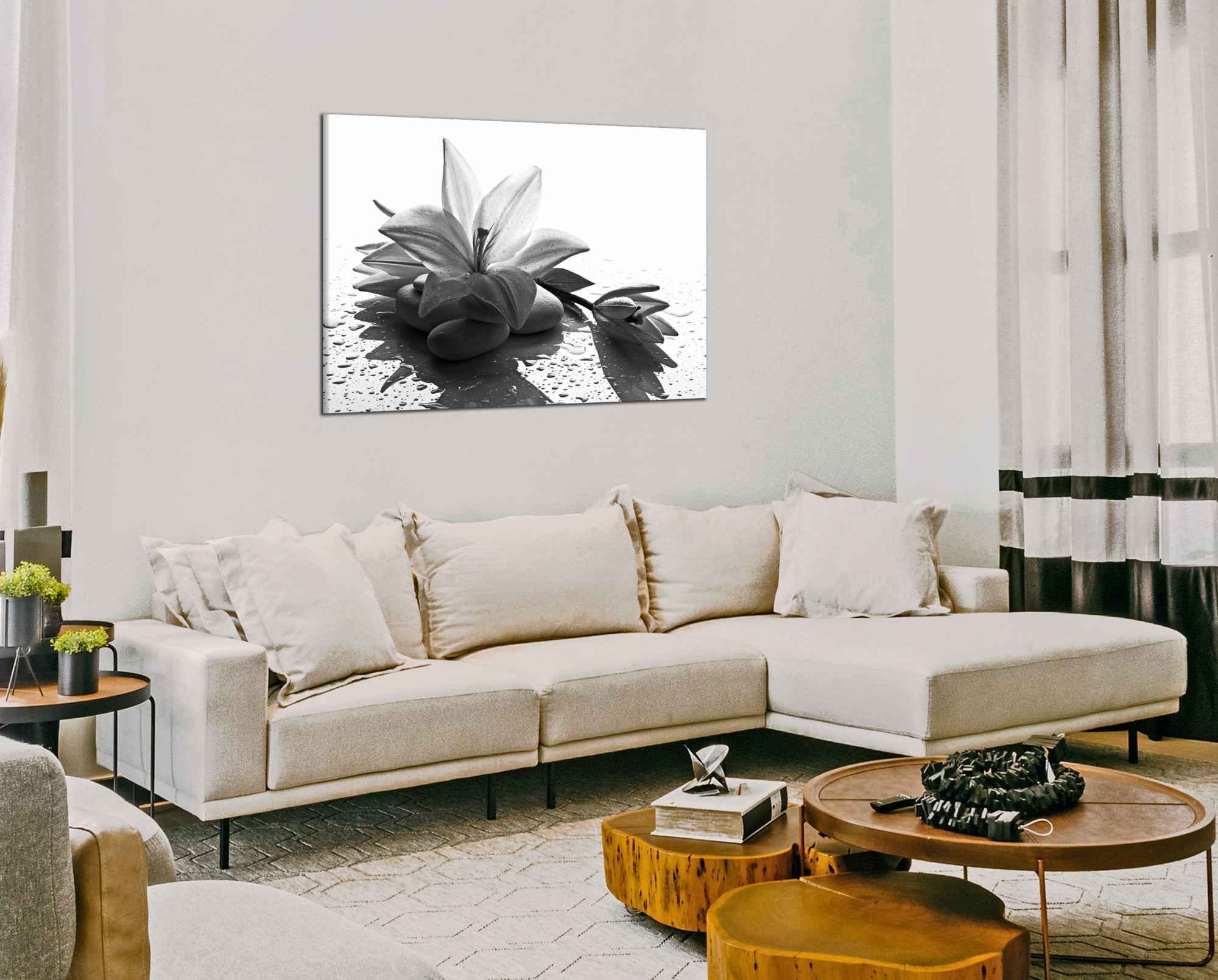 Obdelníkový obraz Černobílý květ