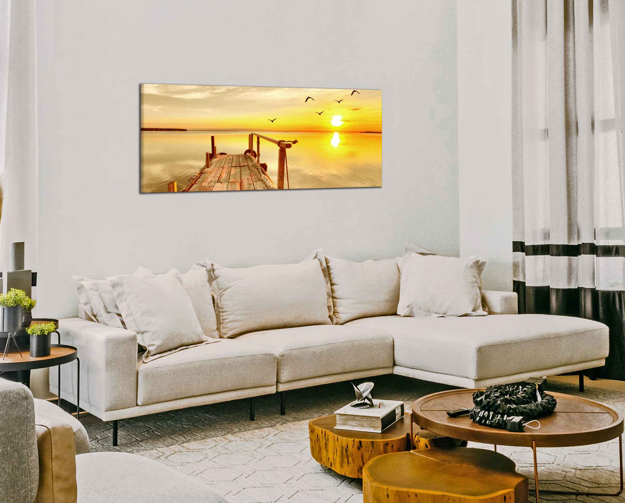 Panoramatický obraz Západ slunce i molo