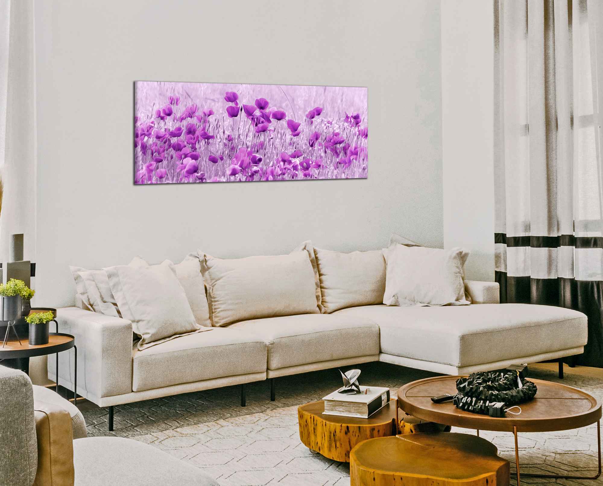 Panoramatický obraz Fialové květy na louce