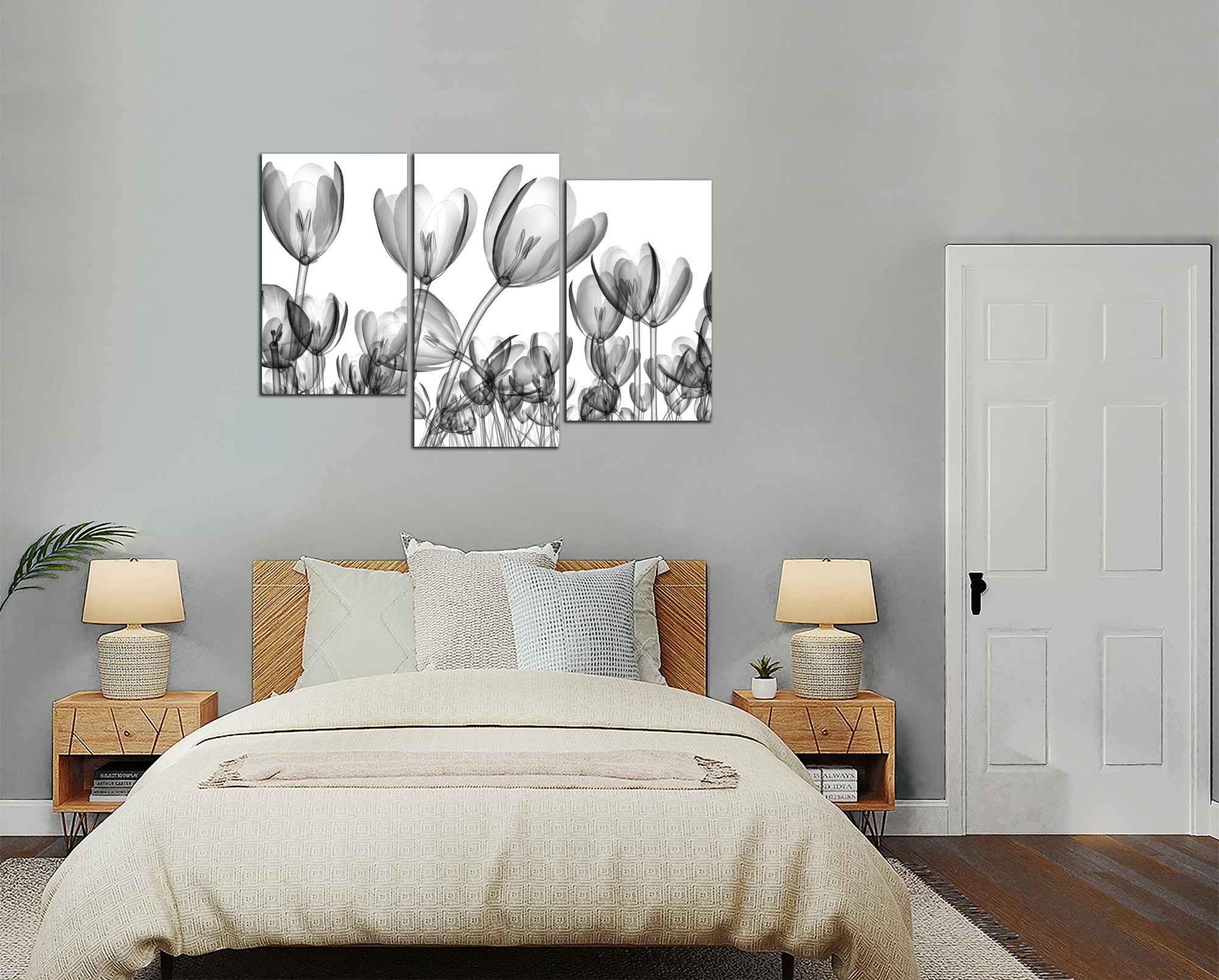 Obdelníkový obraz Černobílé tulipány