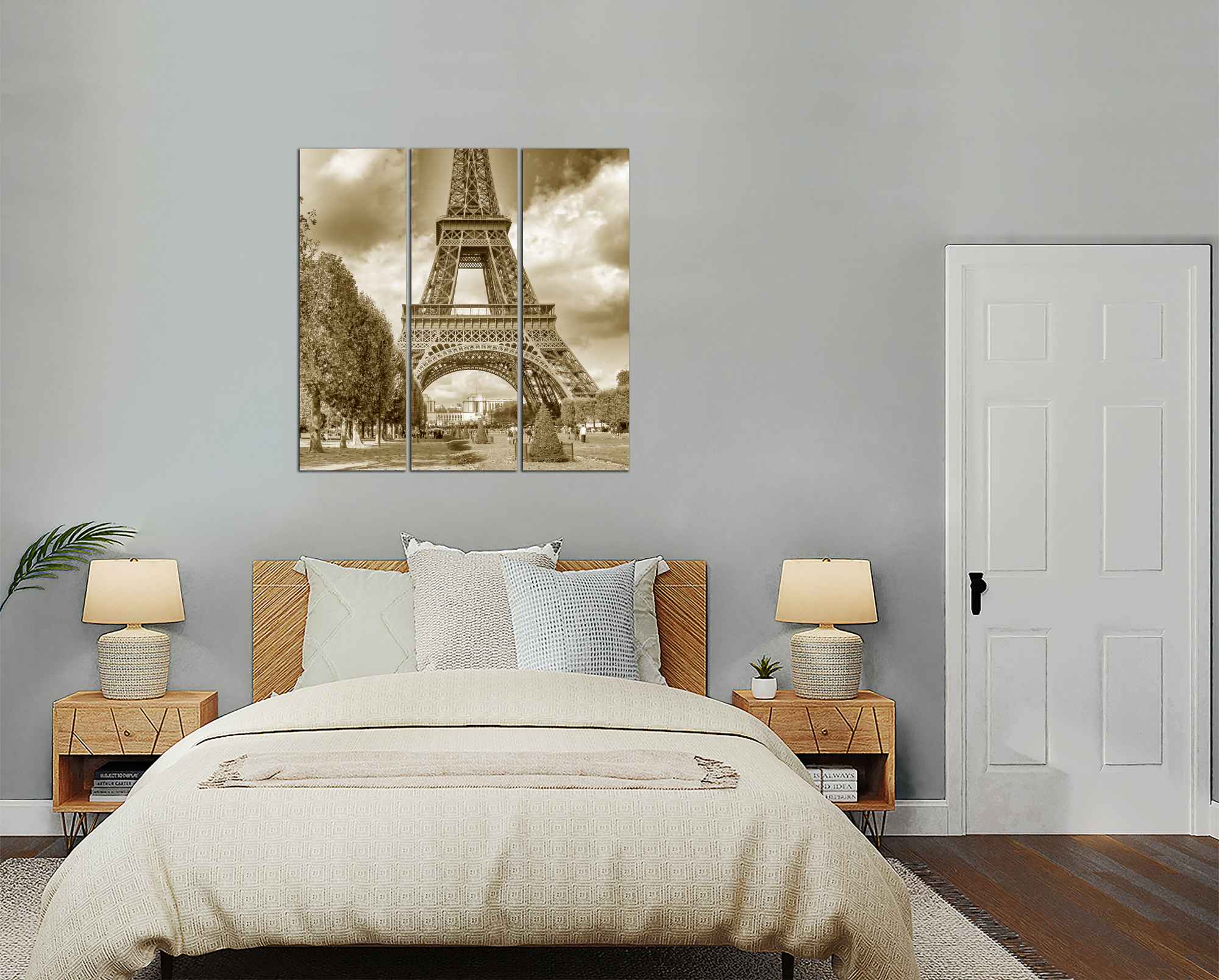 Čtvercový obraz Eiffelovka a park