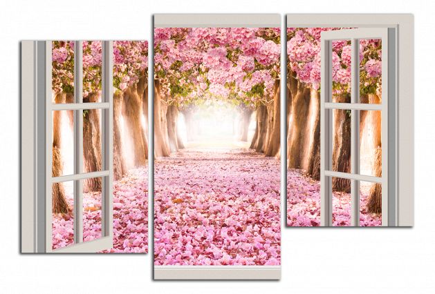 Obdelníkový obraz Okno do aleje květů