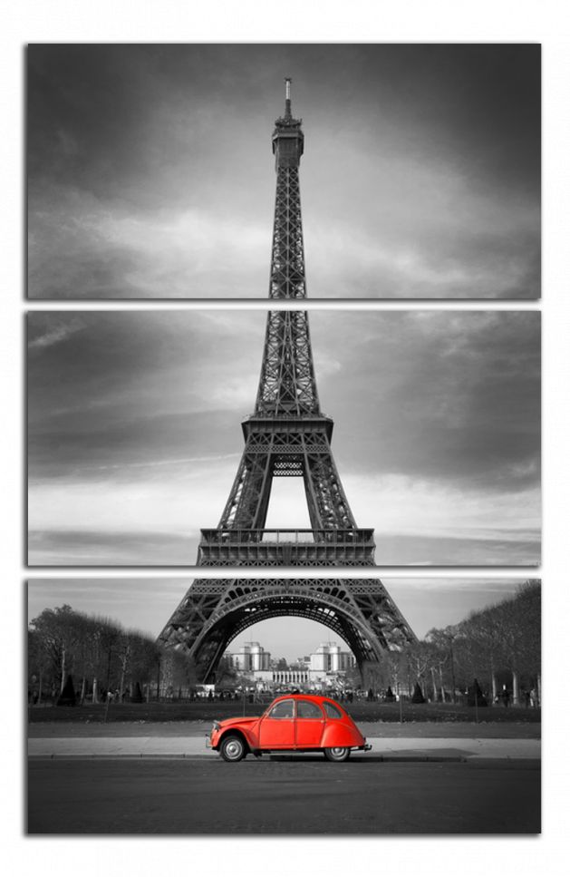 Obdelníkový obraz Černobílý obraz Eiffelovka