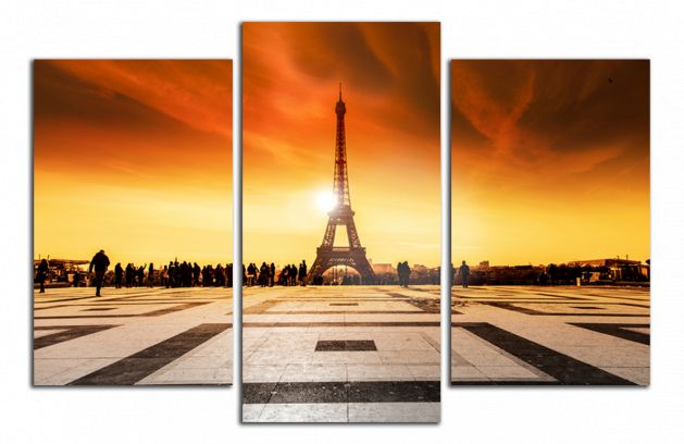 Obdelníkový obraz Eiffelovka a západ slunce