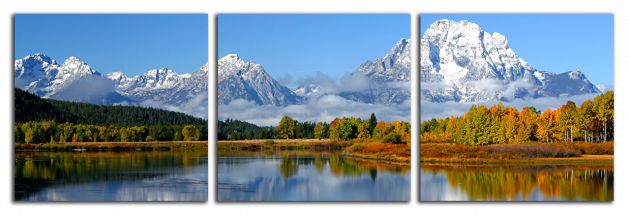 Panoramatický obraz Hory a jezero