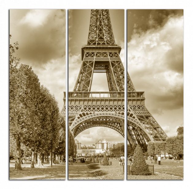 Čtvercový obraz Eiffelovka a park