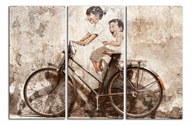 Obdelníkový obraz Děti a kolo
